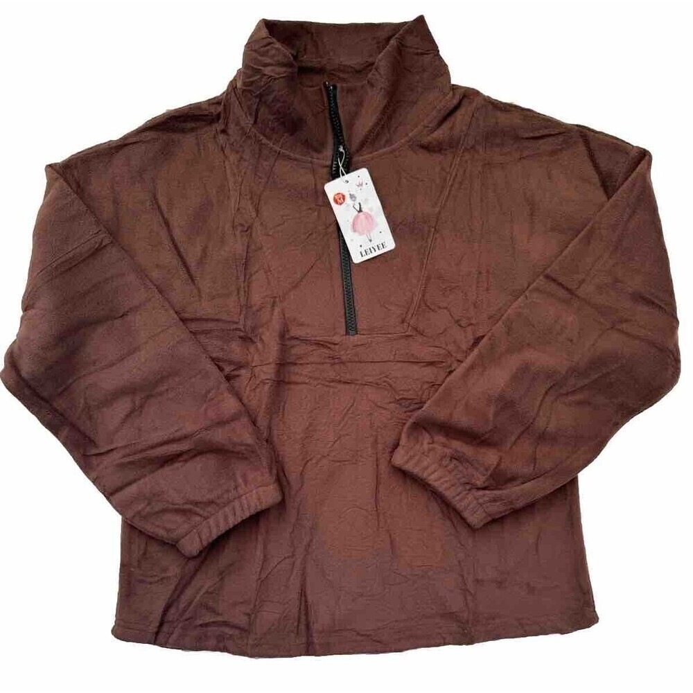Women's Half Zip  PullOver sweatshirt Brown Size medium soft cozy activewear